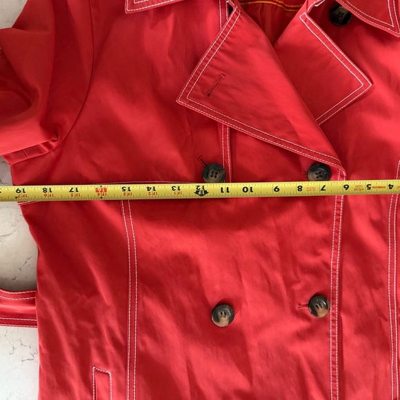 Michael Kors Bold Scarlet Double-Breasted Weather Resistant Trench with Belt - Picture 13 of 14